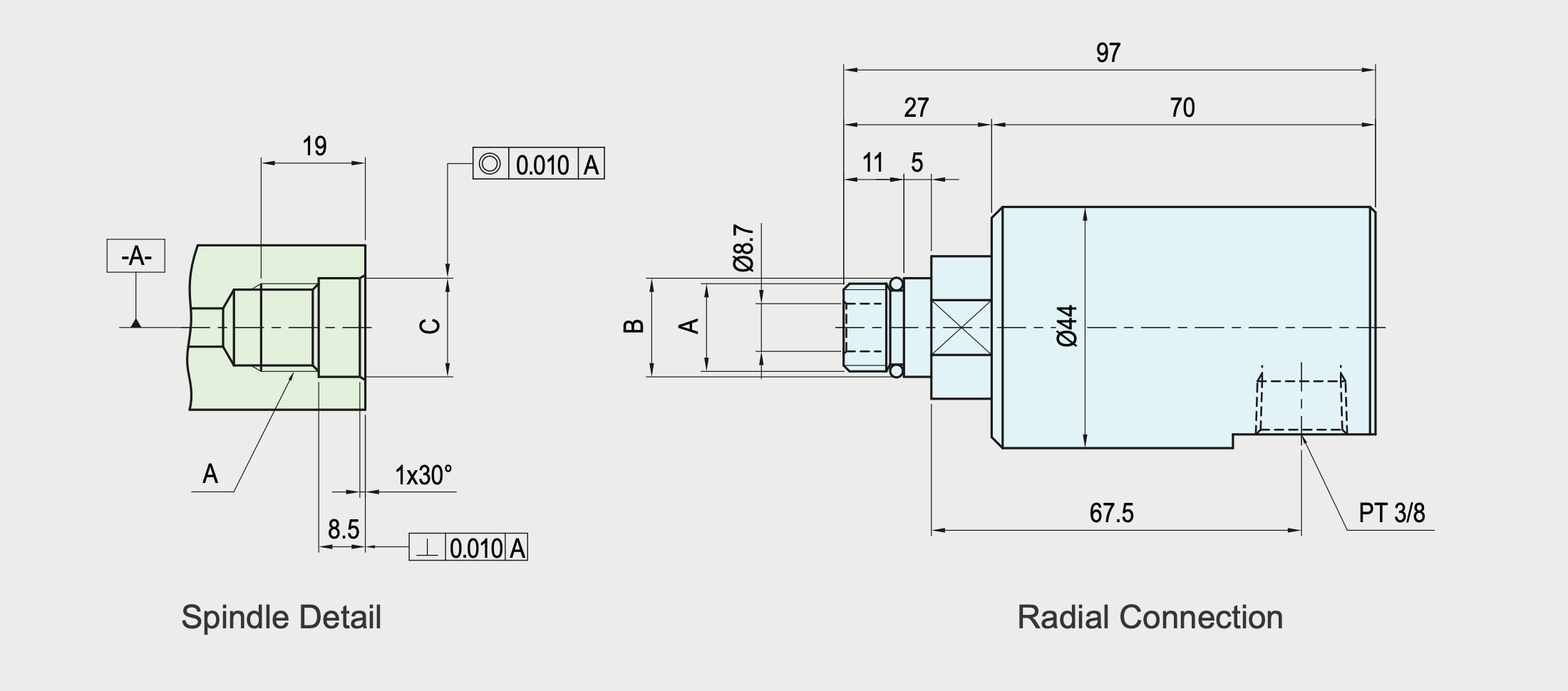 SRJ01-101-01 Technical Drawing Integrated type Rotary Union-Rotary Joint for CNC Lathe chucks in-the-shaft mounted design