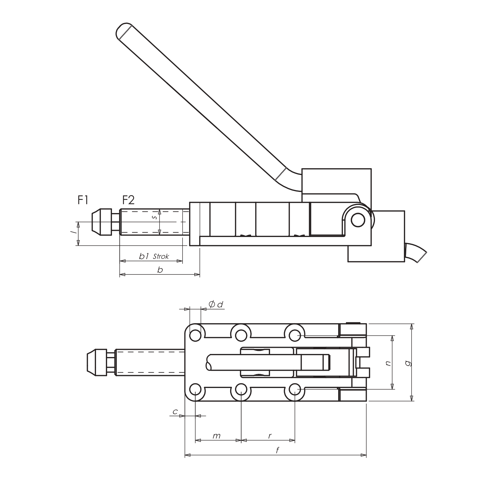 M66C Zeichnung Schwerer Schubstangenspanner mit umsteckbarem Handhebel