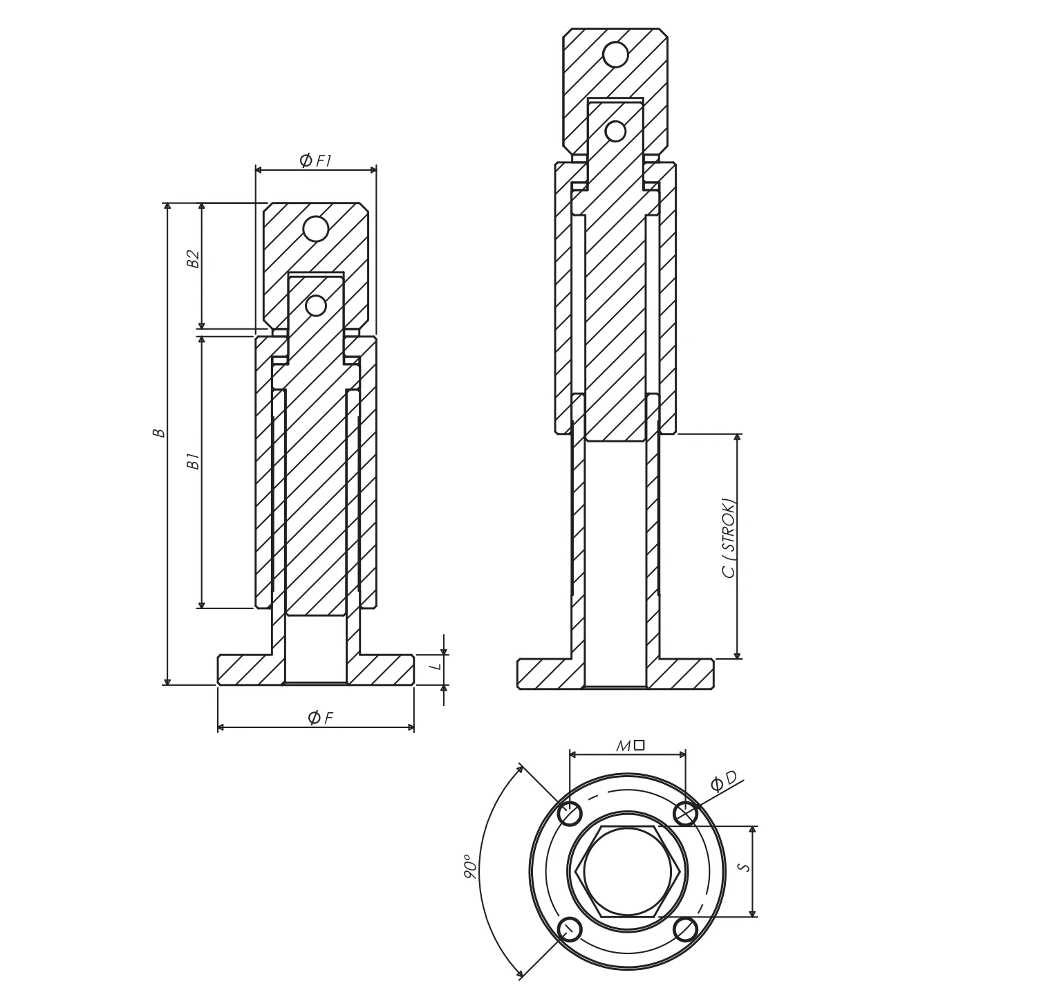 M80 Heavy type screw Clamp Technical drawing