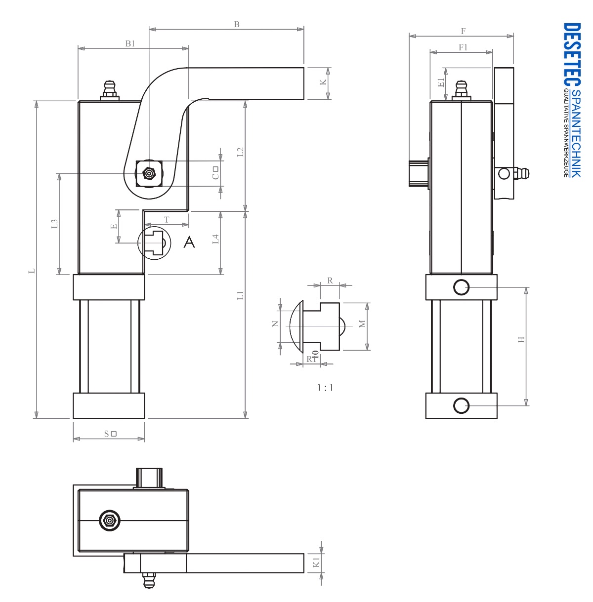 P32H Tecnical Drawing Pneumatic Clamp for rotational moulding