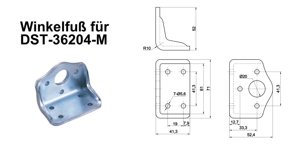 DST-36204-M Optional mounting bracket for nose mounted push-pull toggle clamp, threaded body