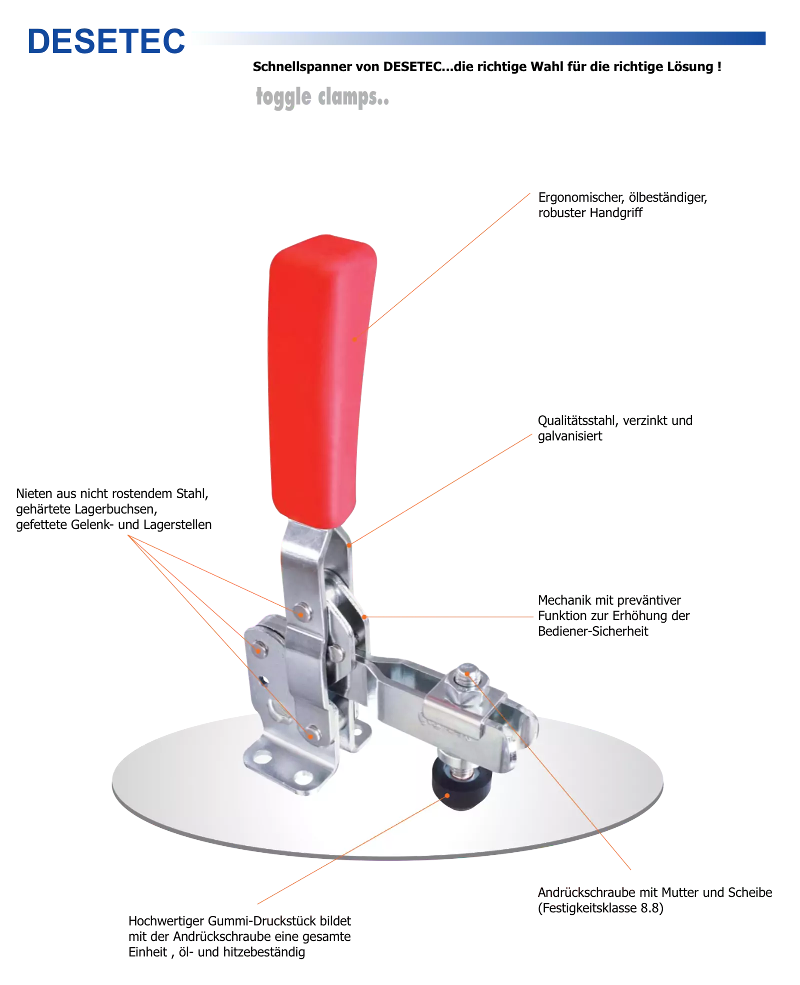 M-Series The product features of our vertical acting hold-down toggle clamps