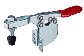 Horizontal acting toggle clamps with angle mounting base