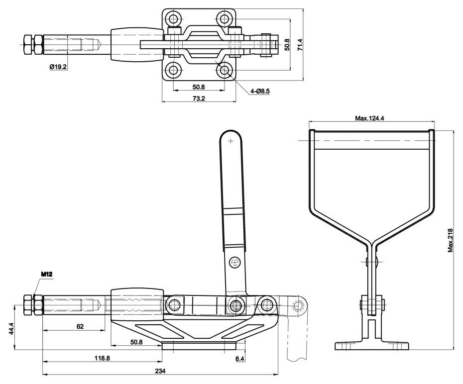 DST-305-HMY Technische Zeichnung Schubstangenspanner