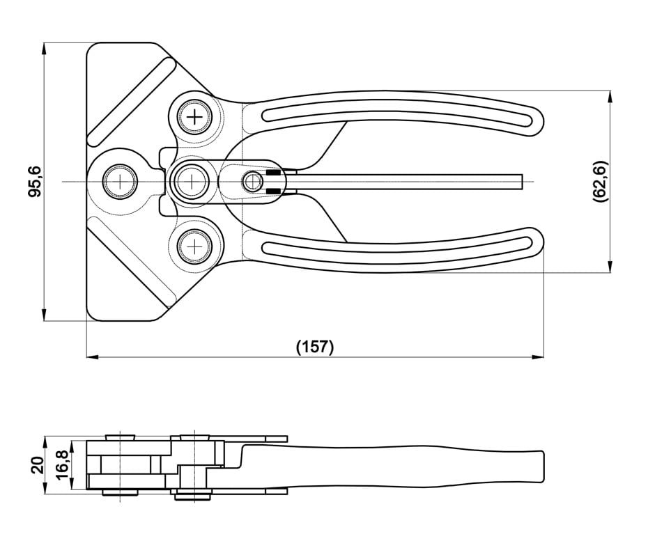 DST-50480 Zeichnung Spannzange mit Schnelllösehebel- Max. Haltekraft 5000N