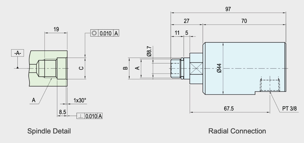 SRJ01 -101-02 Zeichnung Axiale Drehdurchführung rotorgetragen