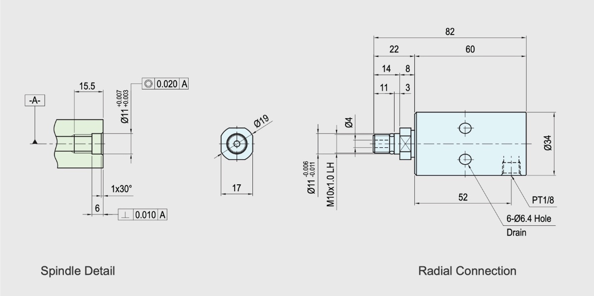 SRJ01-202-41 Technische Zeichnung Radiale Drehdurchführung für Werkzeugmaschinen und Bearbeitungszentren, einteilig