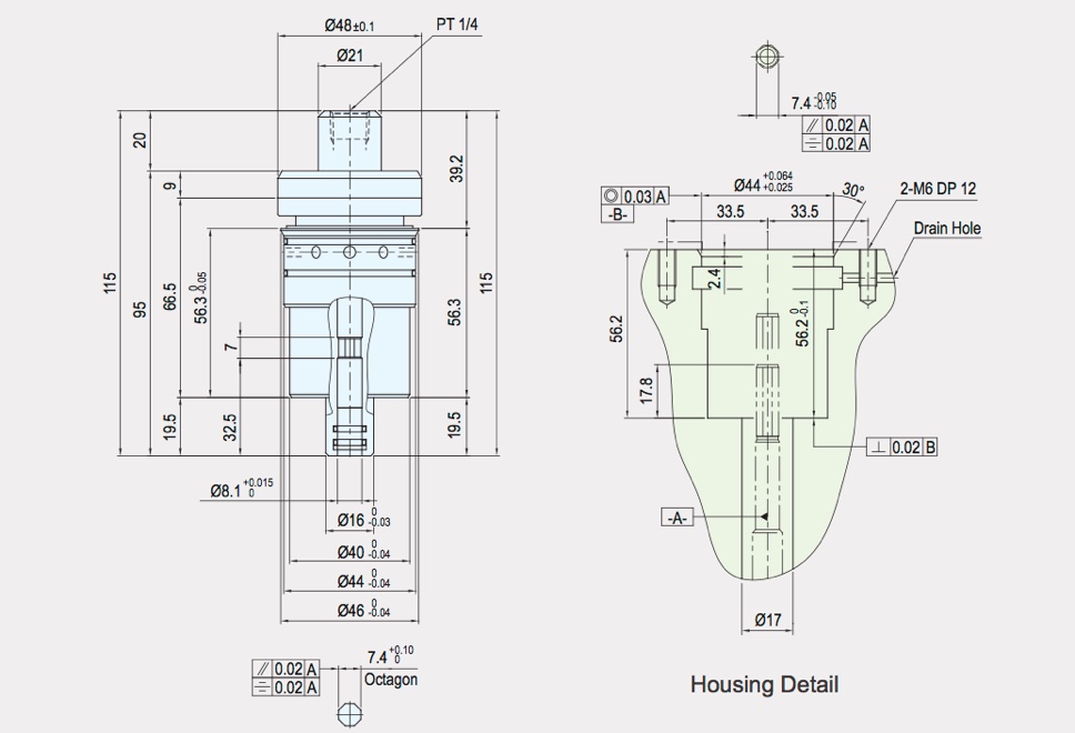 SRJ01-204-01 Technische Zeichnung Drehdurchführung für Werkzeugmaschinen und Bearbeitungszentren, einteilig