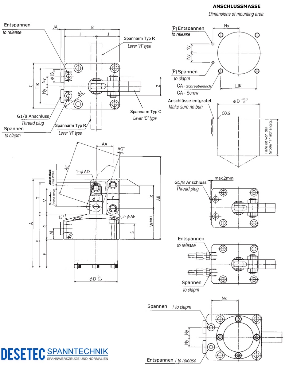 H12 Zeichnung Drawing Hydraulischer Hebelspanner