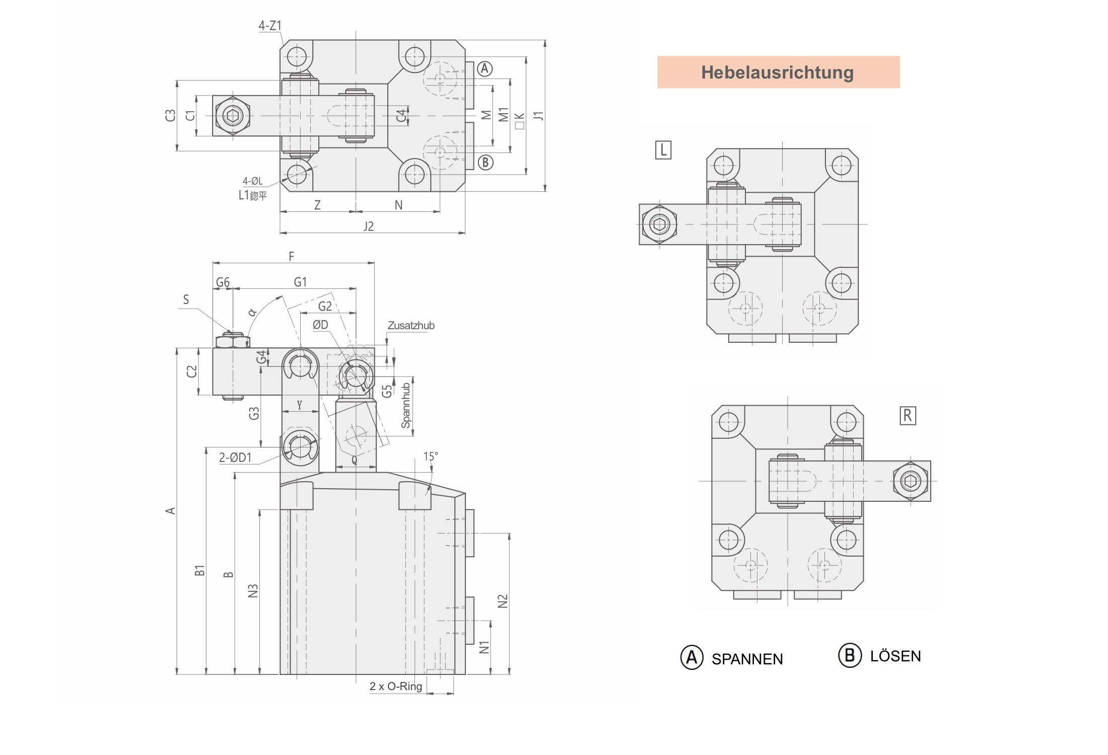 HBLU Zeichnung Drawing Hydraulischer Hebelspanner