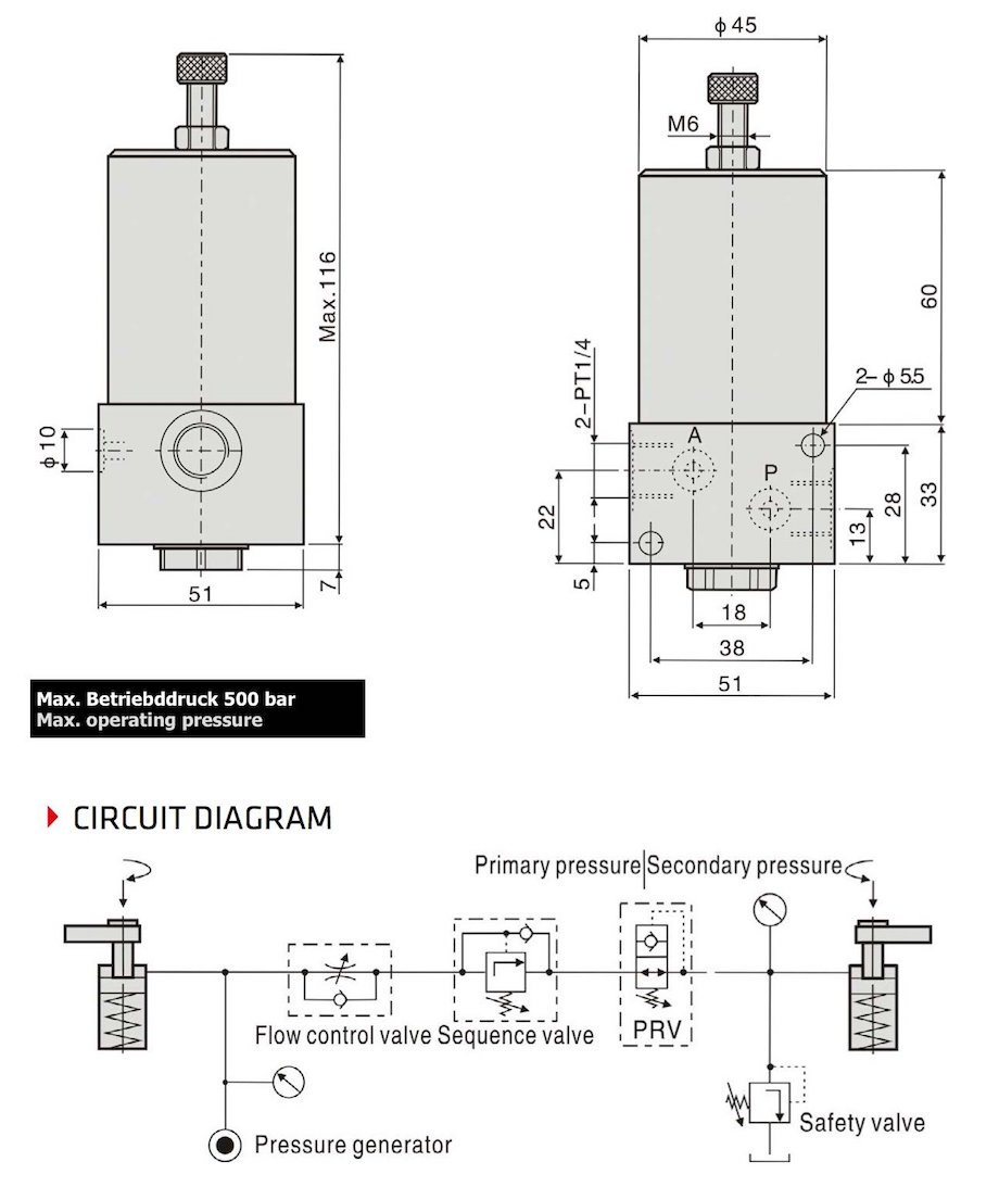 PRV Zeichnung Druckregelventil Druckreduzierventil