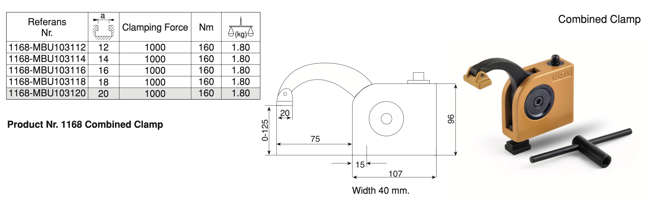 1168-MB Kompaktspanner, Spannblock