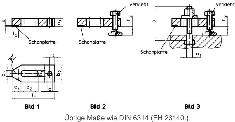 Zeichnung - Spanneisen mit Schonplatte