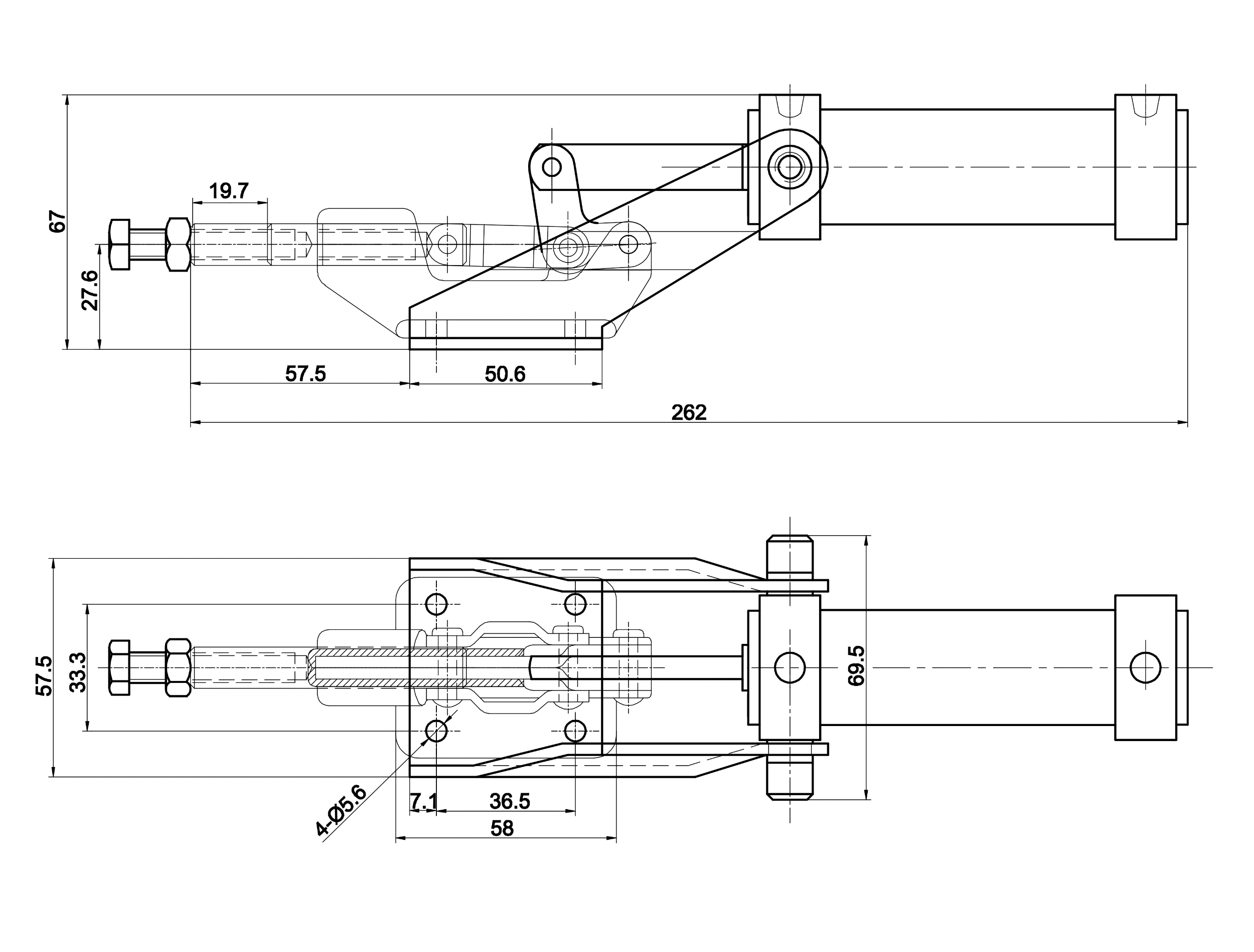 DST-36003-A Datenblatt Pneumatik Schubstangenspanner 2720N