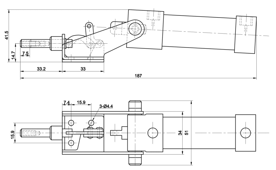 DST-36301-A Datenblatt Pneumatik Schubstangenspanner 450N