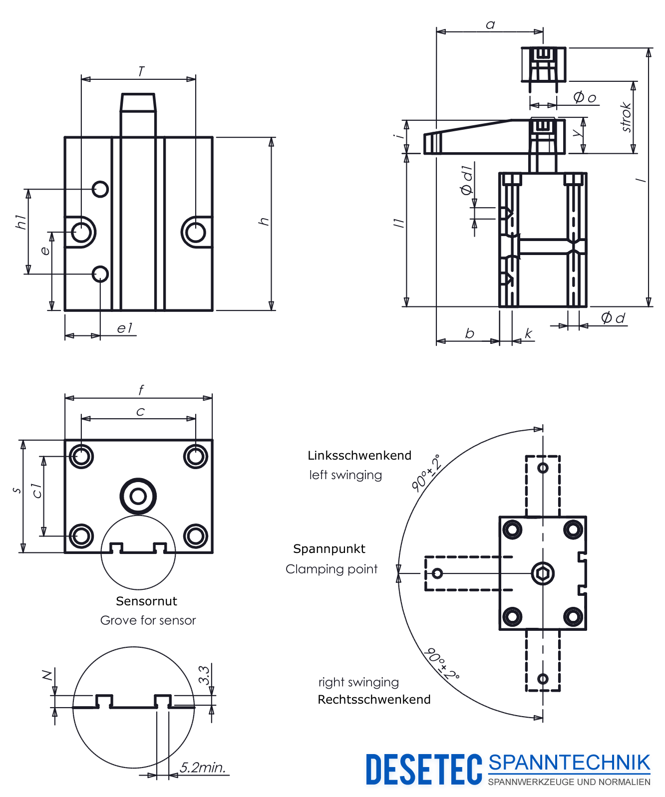 P20 Zeichnung Drawing Pneumatischer Schwenkspanner