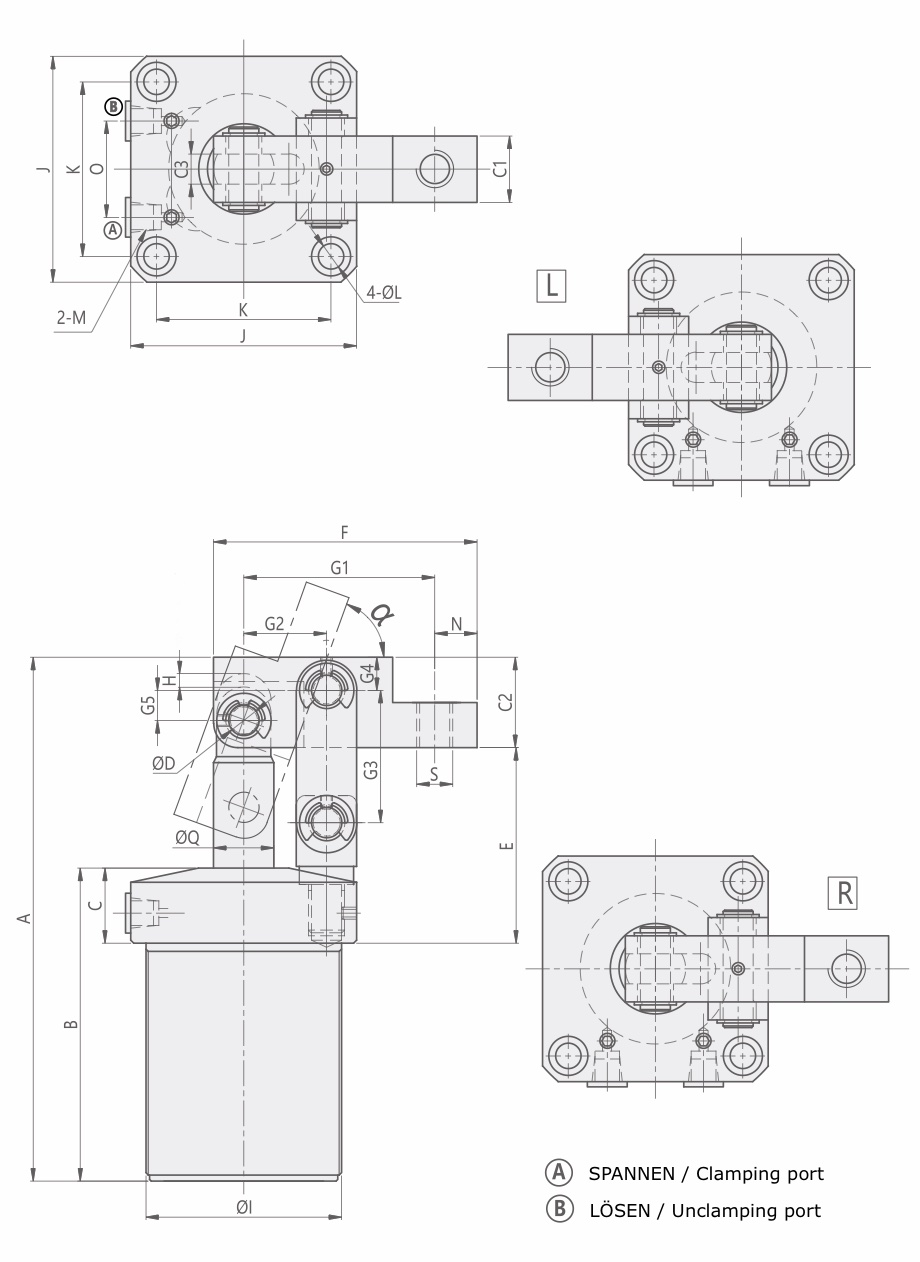 PLF Zeichnung Drawing Pneumatischer Hebelspanner