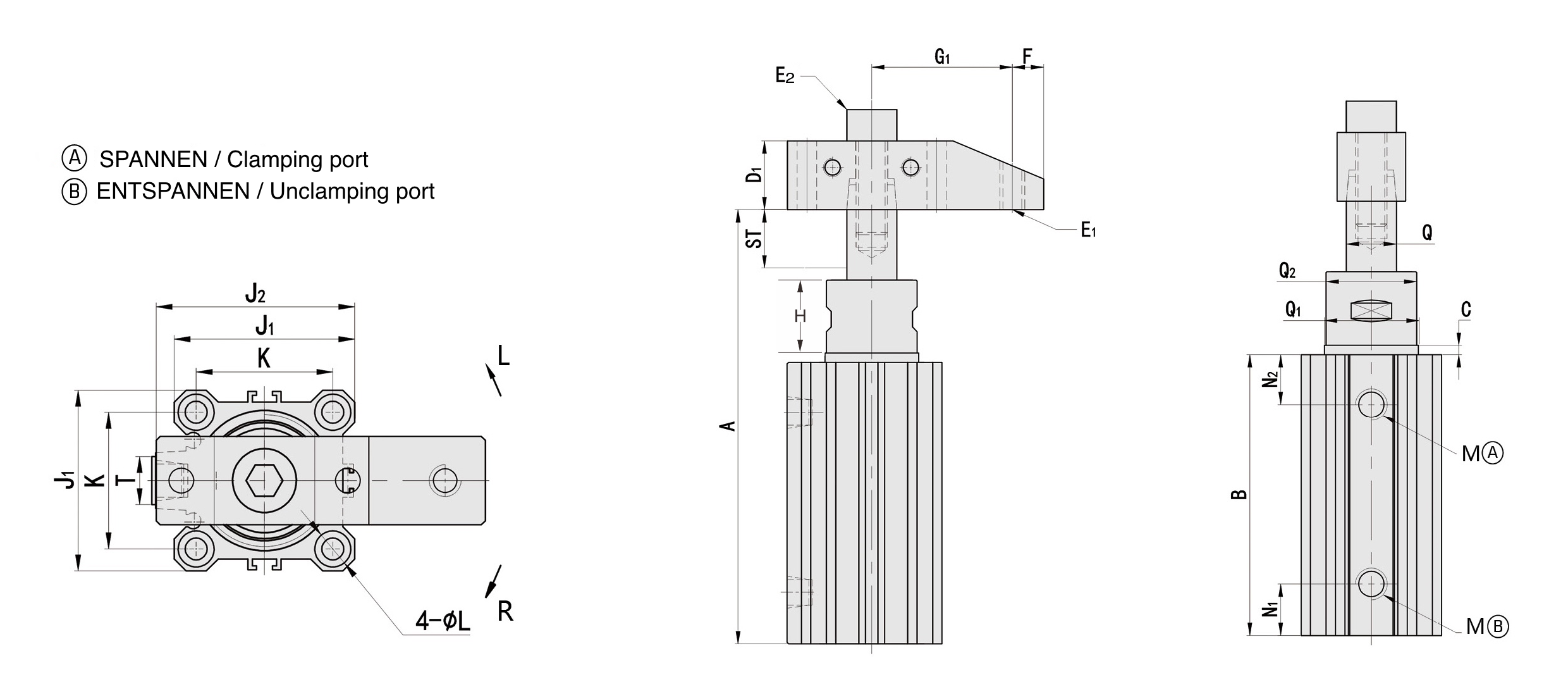 PSP Technical Drawing Pneumatic Swing Clamp