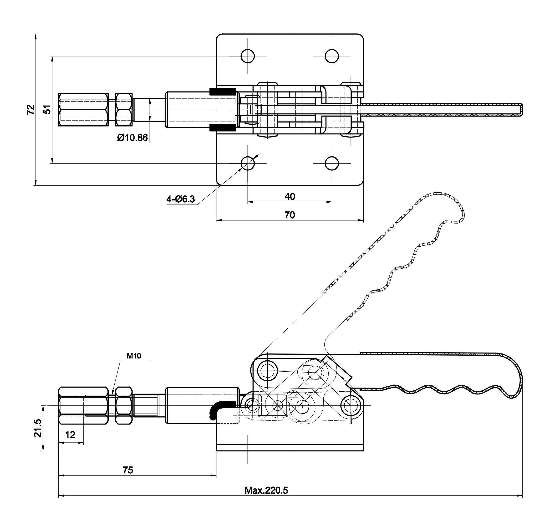 DST-302-DMSS Datenblatt Mini-Schubstangenspanner mit waagrechter Konsole 1600N aus EDELSTAHL