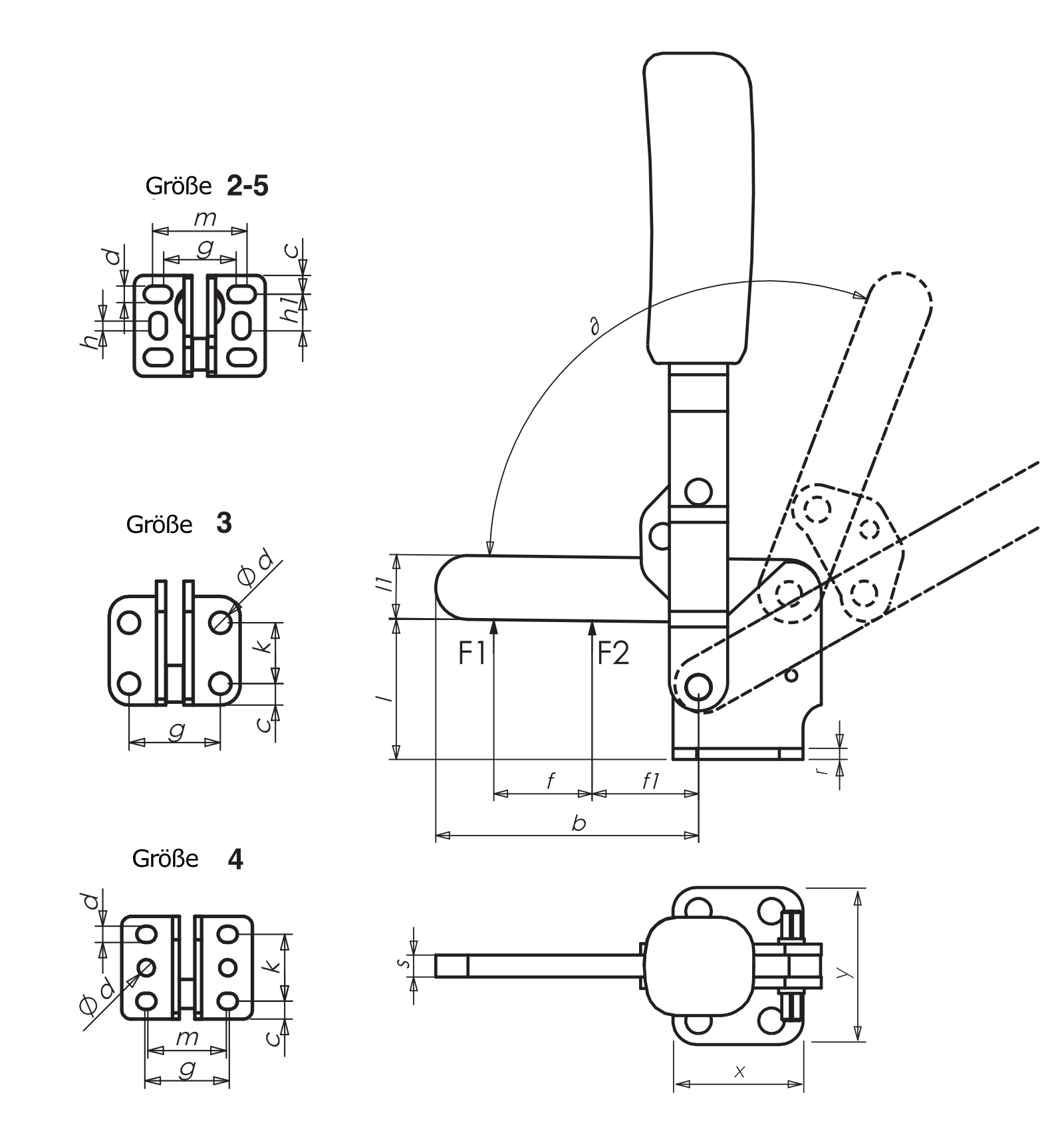 M10L Senkrechtspanner mit waagrechtem Fuss Zeichnung Datenblatt