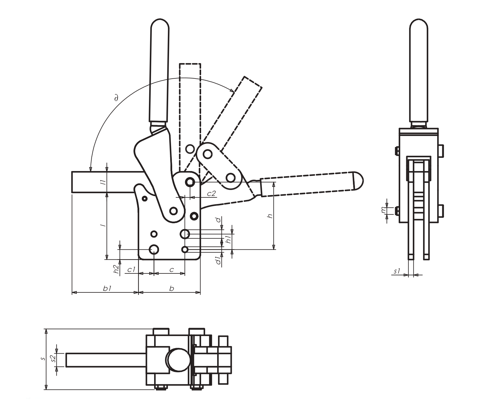 M34 Zeichnung Schwerer Senkrechtspanner mit senkrechtem Fuss