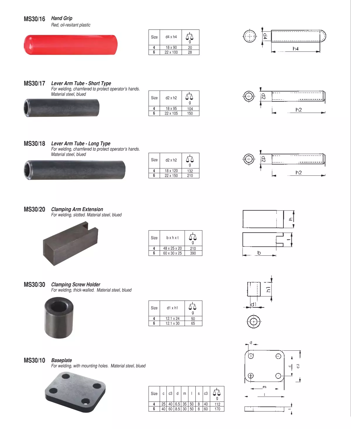 Accessories M30 Modular clamp with swivelling foot