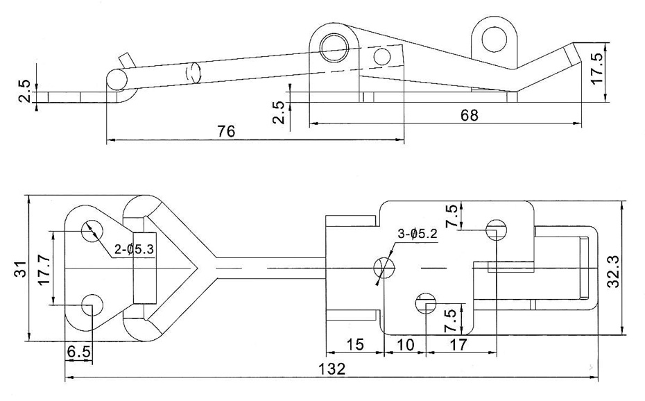 4002 Technische Zeichnung Verschlussspanner einstellbar mit Schlossoese für Sicherung
