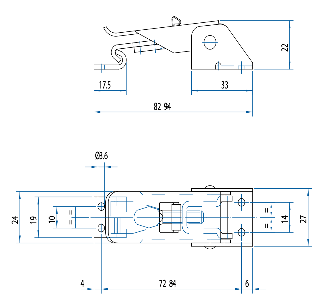 M523002 Technische Zeichung Spannverschluss mit Federsicherung 1000N