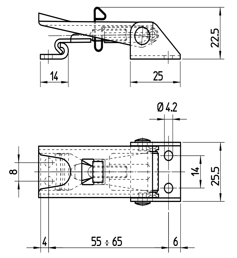 M5234101 Technische Zeichung Spannverschluss mit Federsicherung 1000N