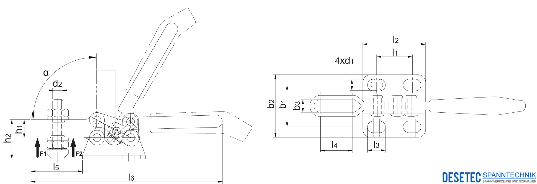 Technical Drawing Horizontal toggle clamps wit horizontal base