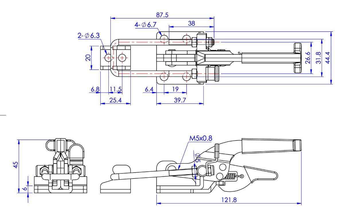 GH-431-R Datasheet Latch type toggle clamp with security latch U-hook 3180N