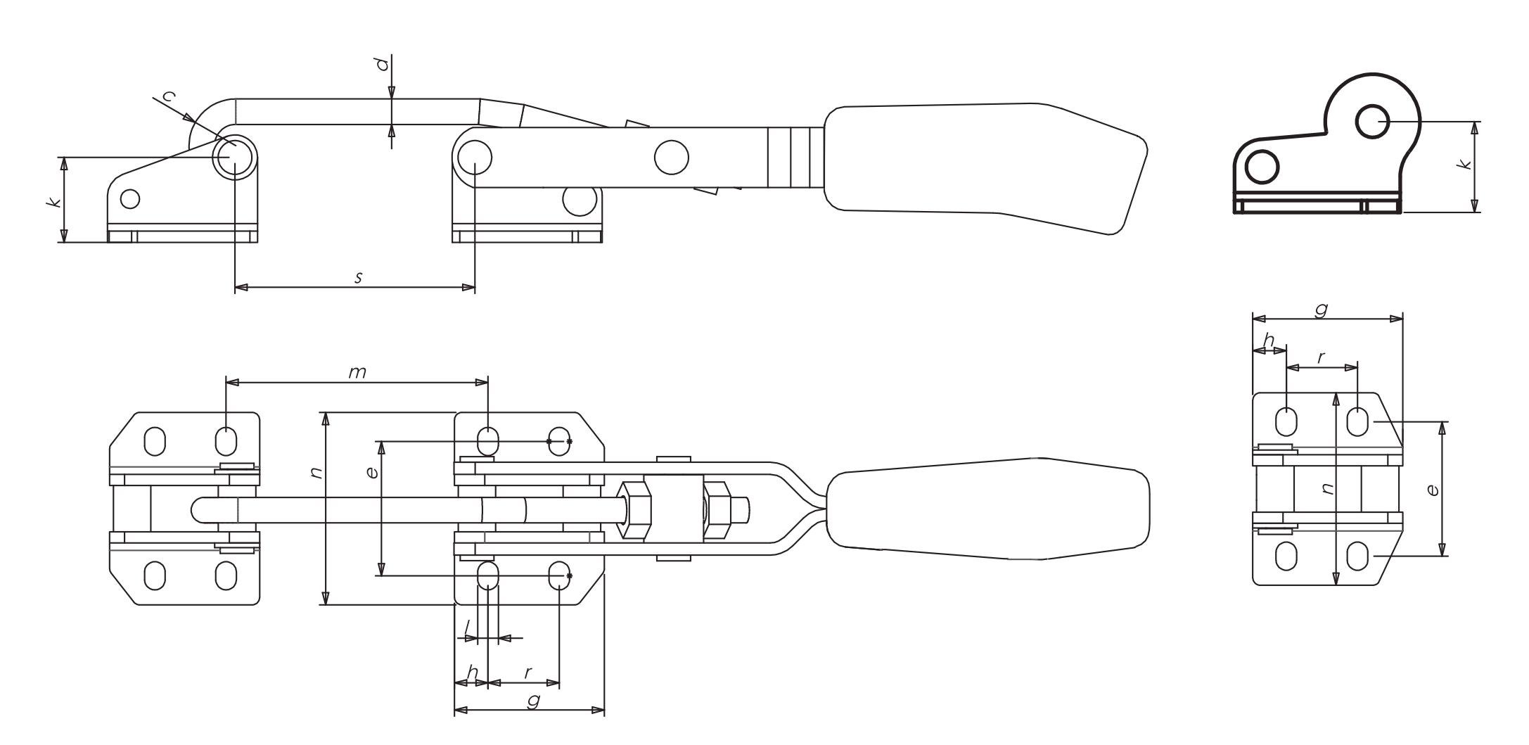 M46S Verschlussspanner-Hakenspanner mit Sicherheitsverriegelung Technische Zeichnung und Datenblatt