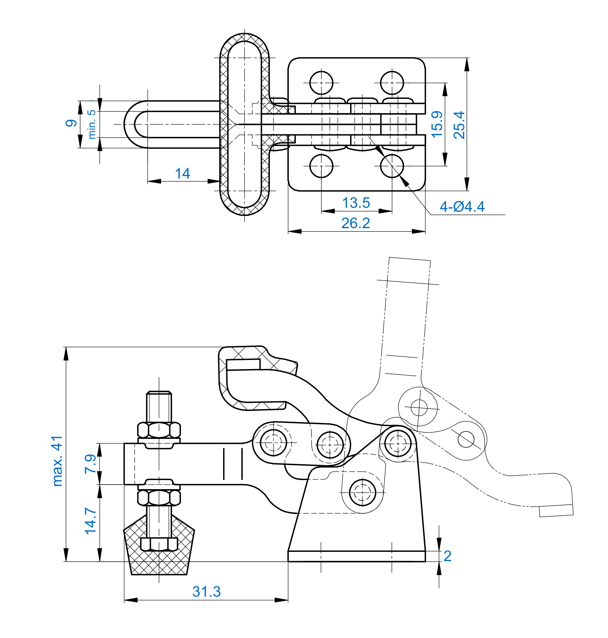 DST-13005-SS Datenblatt Waagrechtspanner Kompakte Bauform aus Edelstahl  680N