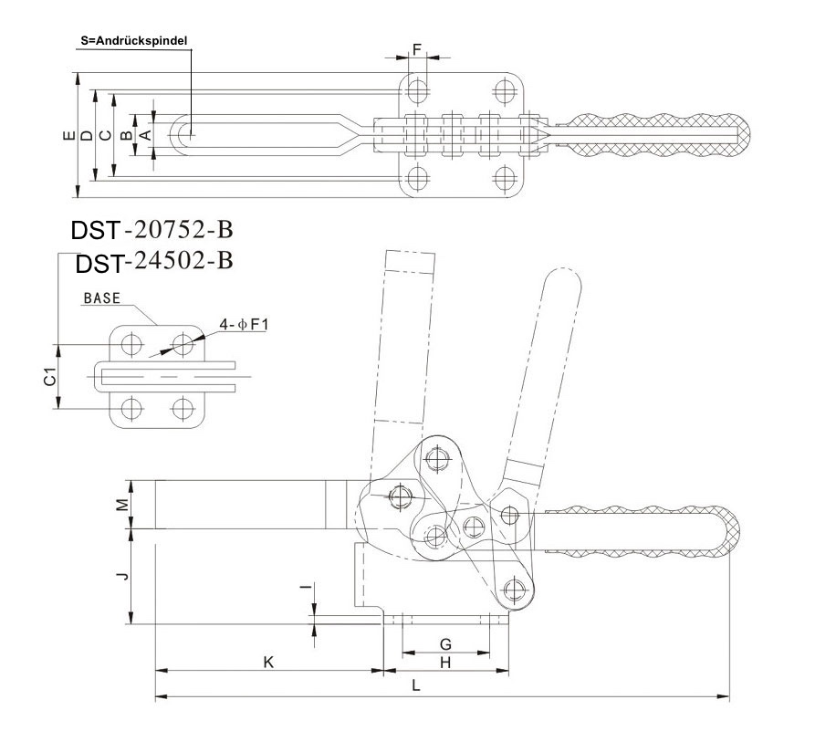 CH20752-B Horizontalspanner-Waagrechtspanner-Schnellspanner Zeichnung