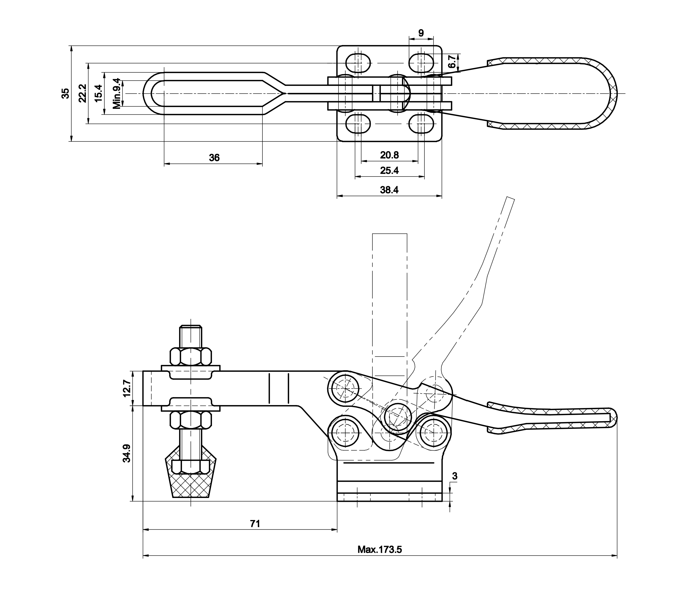 DST-225-D Datenblatt Waagrechtspanner Horizontalspanner waagrechter EDELSTAHL 2270N