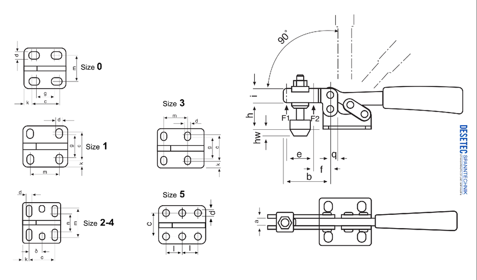 M20 Horizontal toggle clamp horizontal base open clamping arm DESETEC
