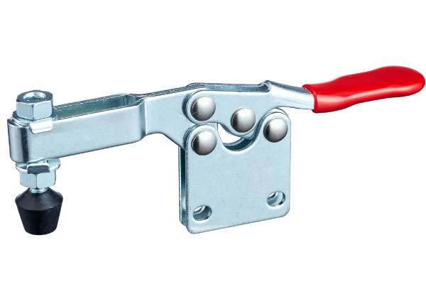 Horizontal-Kniehebelspanner mit senkrechtem Fuß